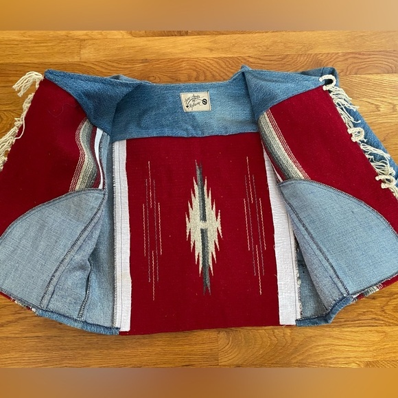 Love Apples by Stephanie Womens Denim Jacket Small Ortega's Weaving Shop Boho - Picture 6 of 13